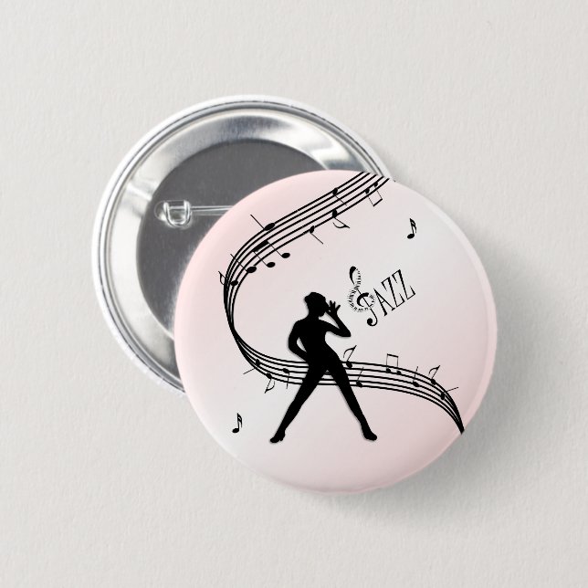 Macaron Rond 5 Cm Bouton Musique rose Jazz Dance (Devant & derrière)