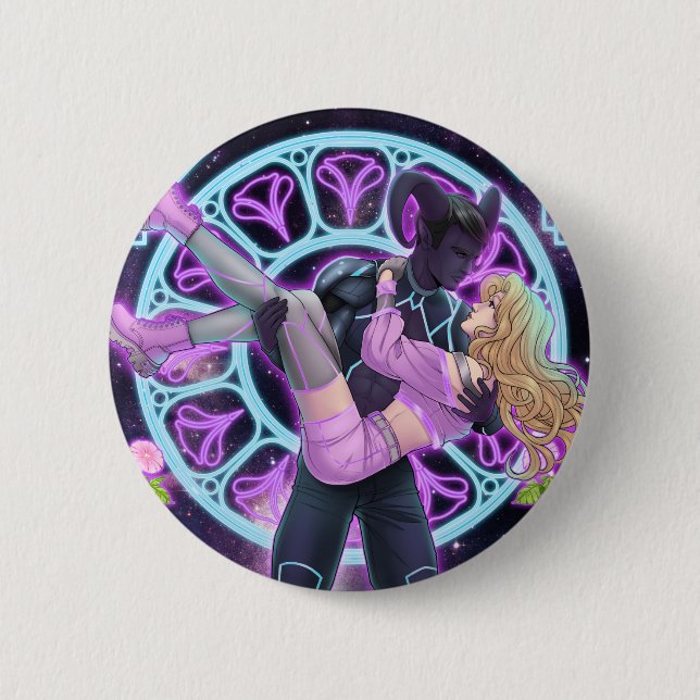 Macaron Rond 5 Cm Bouton Mylomon et Daisy (Devant)