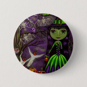 Macaron Rond 5 Cm Bouton mystérieux de Halloween de nuit