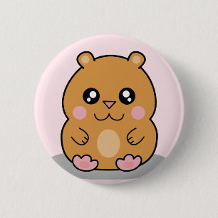 Macaron Rond 5 Cm Bouton nain mignon de bande dessinée de hamster d