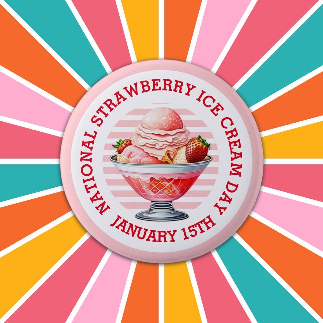 Macaron Rond 5 Cm Bouton national de la crème glacée de fraise (Créateur téléchargé)