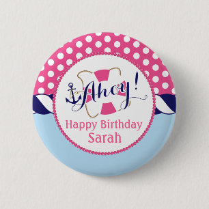 Macaron Rond 5 Cm Bouton nautique d'anniversaire