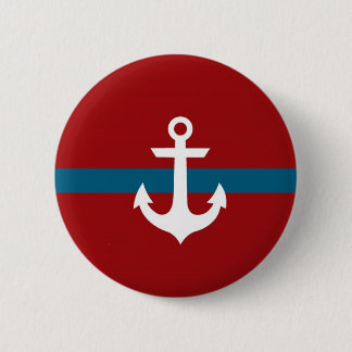 Macaron Rond 5 Cm Bouton nautique d'insigne d'Ancre - bleu marine et