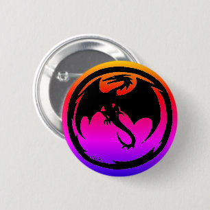Macaron Rond 5 Cm Bouton néon Dragon noir
