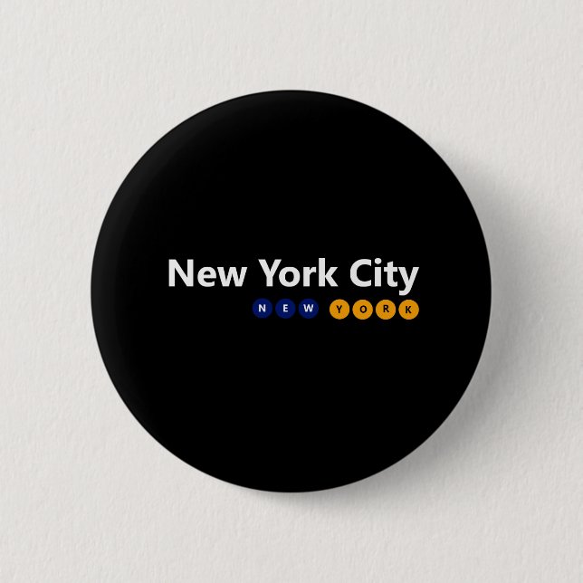 Macaron Rond 5 Cm Bouton New York City (Devant)