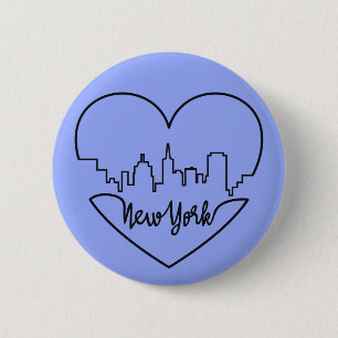 Macaron Rond 5 Cm Bouton New York Heart