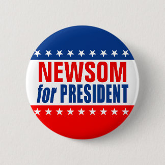 Macaron Rond 5 Cm Bouton "NEWSOM PRÉSIDENT"