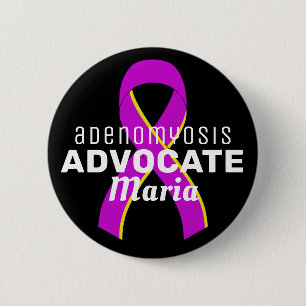 Macaron Rond 5 Cm Bouton noir Adenomyosis Advocate Ribbon