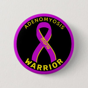 Macaron Rond 5 Cm Bouton noir Adenomyosis Warrior Ribbon