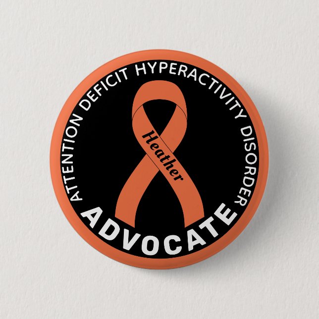 Macaron Rond 5 Cm Bouton noir ADHD Advocate (Devant)