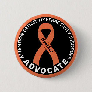 Macaron Rond 5 Cm Bouton noir ADHD Advocate