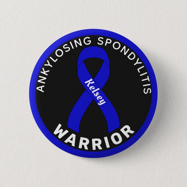 Macaron Rond 5 Cm Bouton noir Ankyloss Spondylitis Warrior Ribbon (Devant)