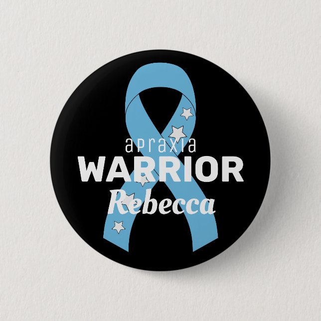 Macaron Rond 5 Cm Bouton noir Apraxia Warrior Ribbon (Devant)