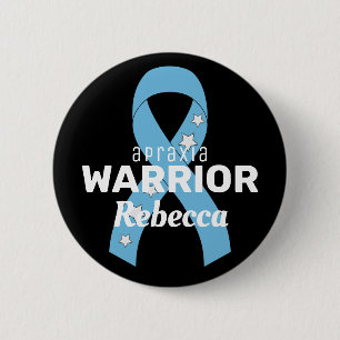 Macaron Rond 5 Cm Bouton noir Apraxia Warrior Ribbon