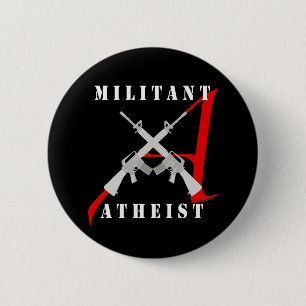 Macaron Rond 5 Cm Bouton noir athée militant