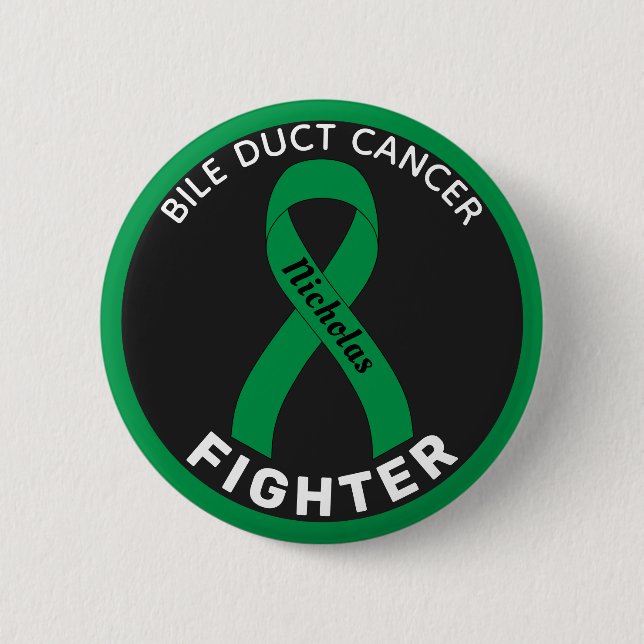 Macaron Rond 5 Cm Bouton noir Bile Duct Cancer Fighter Ribbon Bouton (Devant)