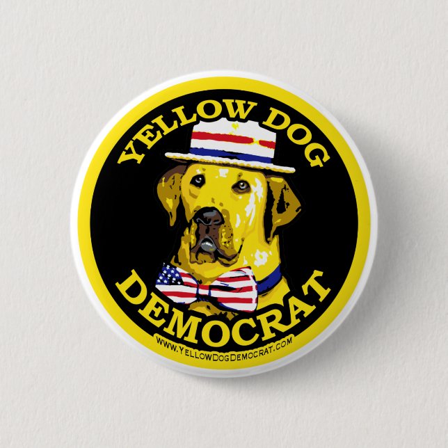 Macaron Rond 5 Cm Bouton noir de Démocrate de chien jaune (Devant)