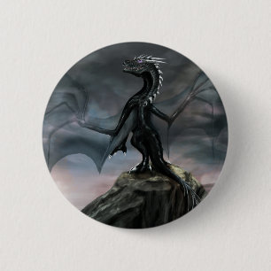Macaron Rond 5 Cm Bouton noir de dragon