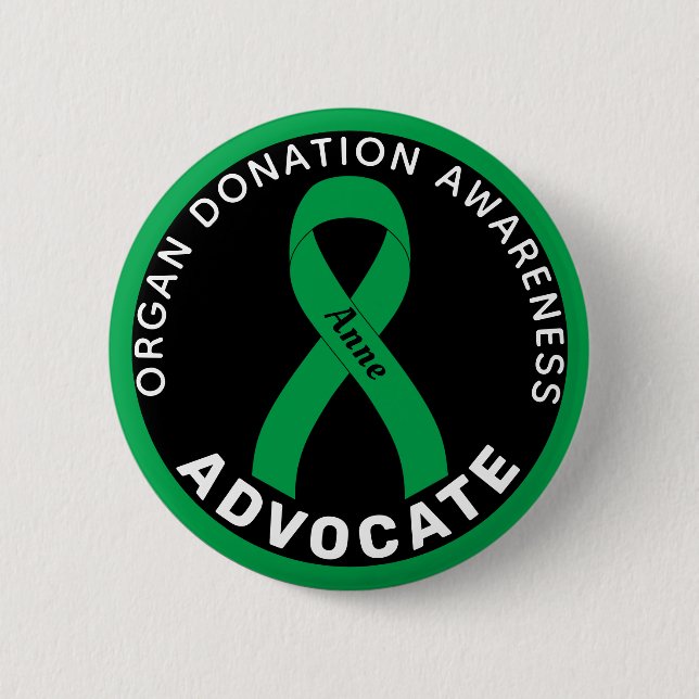 Macaron Rond 5 Cm Bouton noir de l'avocat du don d'organes (Devant)