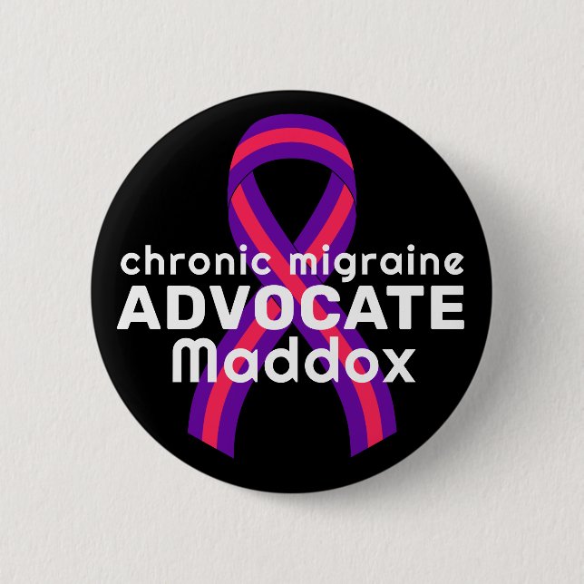 Macaron Rond 5 Cm Bouton noir de l'Avocat migrainique chronique (Devant)