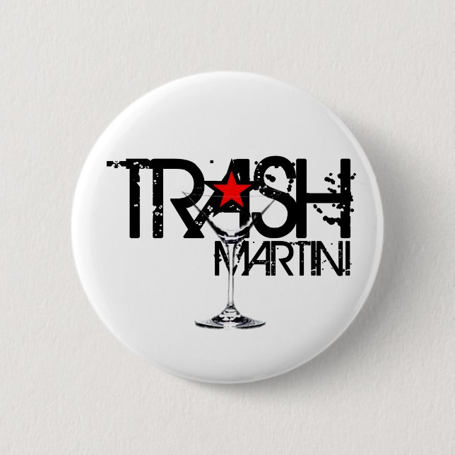 Macaron Rond 5 Cm Bouton noir de logo de Martini de déchets (Devant)