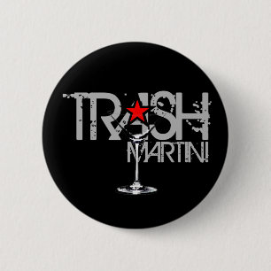 Macaron Rond 5 Cm Bouton noir de logo de Martini de déchets