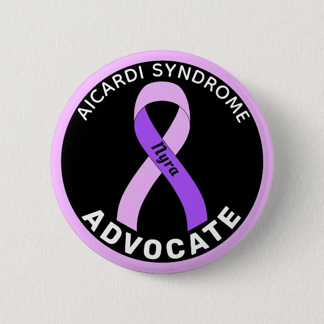 Macaron Rond 5 Cm Bouton noir de ruban Aicardi Syndrome Advocate (Devant)
