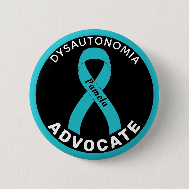 Macaron Rond 5 Cm Bouton noir Dysautonomia Advocate Ribbon (Devant)