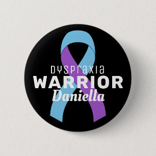 Macaron Rond 5 Cm Bouton noir Dyspraxia Ribbon