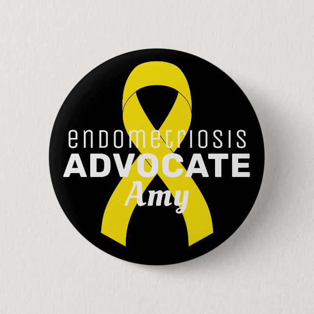 Macaron Rond 5 Cm Bouton noir Endometriosis Advocate de ruban (Devant)