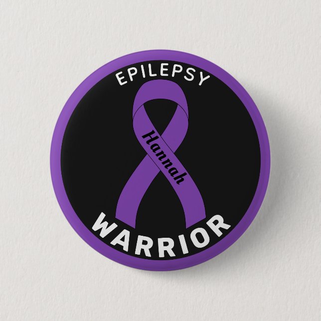 Macaron Rond 5 Cm Bouton noir Epilepsy Warrior (Devant)