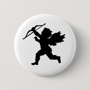 Macaron Rond 5 Cm Bouton noir et blanc de cupidon