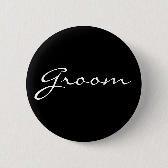 Macaron Rond 5 Cm Bouton noir et blanc de marié (Devant)