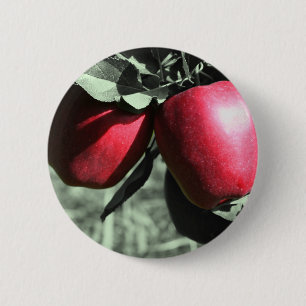Macaron Rond 5 Cm Bouton noir et blanc de pommes rouges