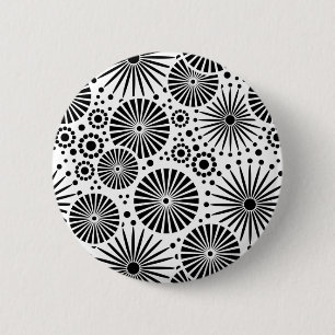 Macaron Rond 5 Cm Bouton noir et blanc rétro