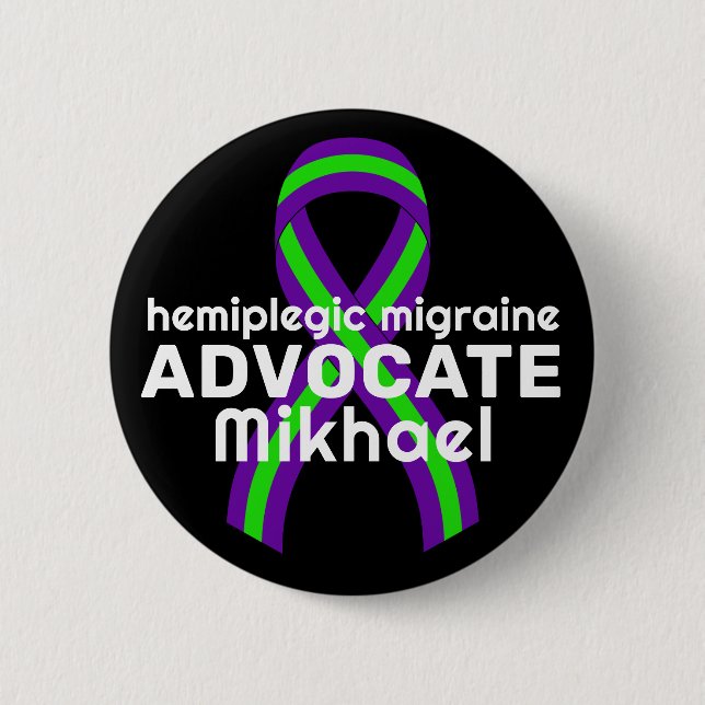 Macaron Rond 5 Cm Bouton noir Hemiplegic Migraine Advocate (Devant)