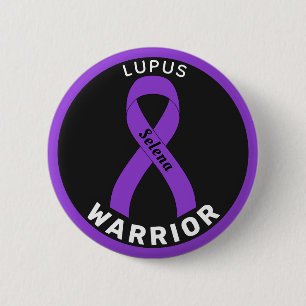 Macaron Rond 5 Cm Bouton noir Lupus Warrior Ribbon