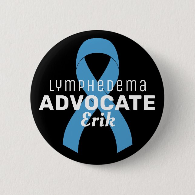 Macaron Rond 5 Cm Bouton noir Lymphedema Advocate de ruban (Devant)