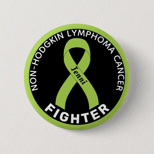 Macaron Rond 5 Cm Bouton noir non Hodgkin Lymphoma Fighter Ribbon (Devant)