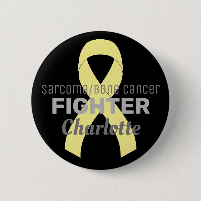 Macaron Rond 5 Cm Bouton noir Sarcome / Cancer de l'os (Devant)
