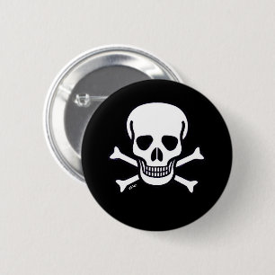 Macaron Rond 5 Cm Bouton noir Skull n Bones
