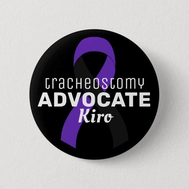 Macaron Rond 5 Cm Bouton noir Tracheostomy Advocate de ruban (Devant)
