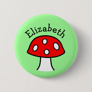 Macaron Rond 5 Cm Bouton Nom du champignon rouge