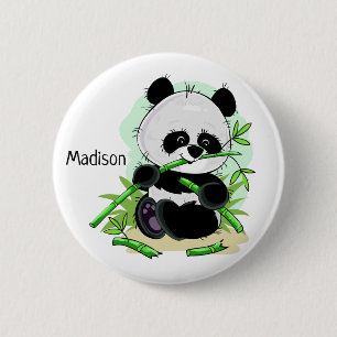Macaron Rond 5 Cm Bouton Nom personnalisé Cute Panda