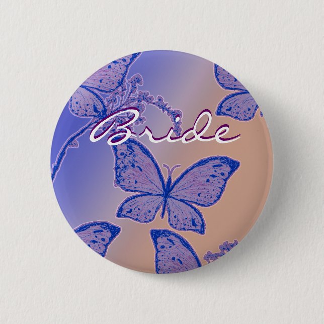 Macaron Rond 5 Cm Bouton nommé de jeune mariée - insignes (Devant)