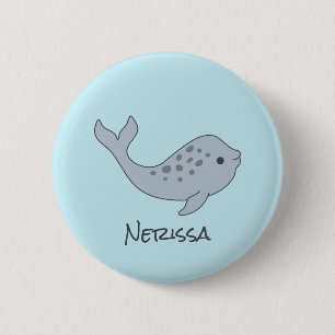 Macaron Rond 5 Cm Bouton nommé de Tuskless Narwhal