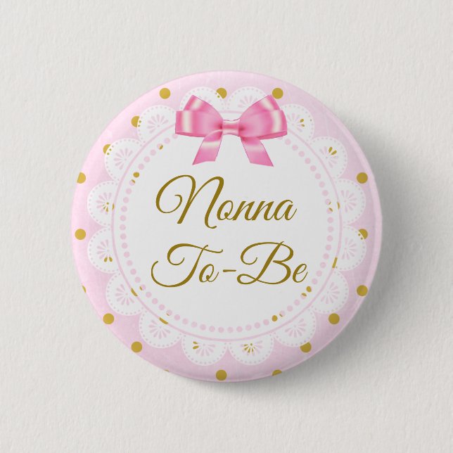 Macaron Rond 5 Cm Bouton Nonna To Be Baby shower Rose & Gold (Devant)
