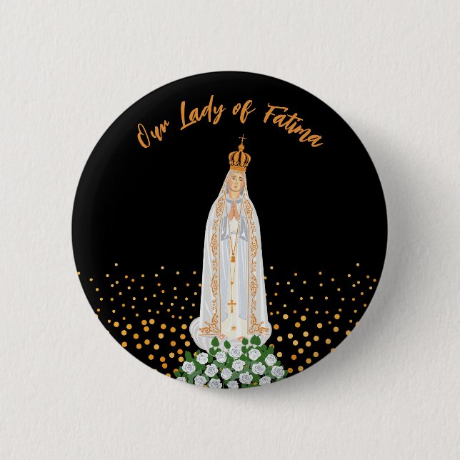 Macaron Rond 5 Cm Bouton Notre Dame de Fatima Procession des bougies (Devant)