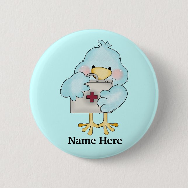 Macaron Rond 5 Cm Bouton Nurse Birdie (Devant)