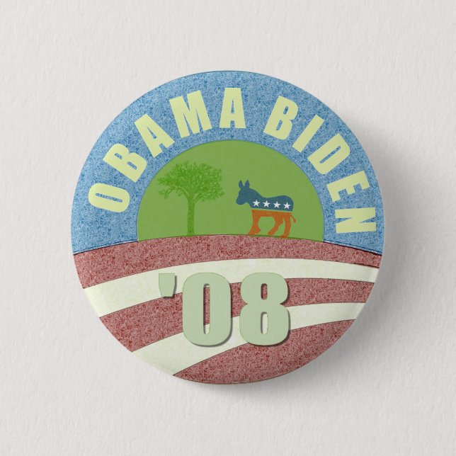 Macaron Rond 5 Cm Bouton Obama Biden Go Green '08 (Devant)